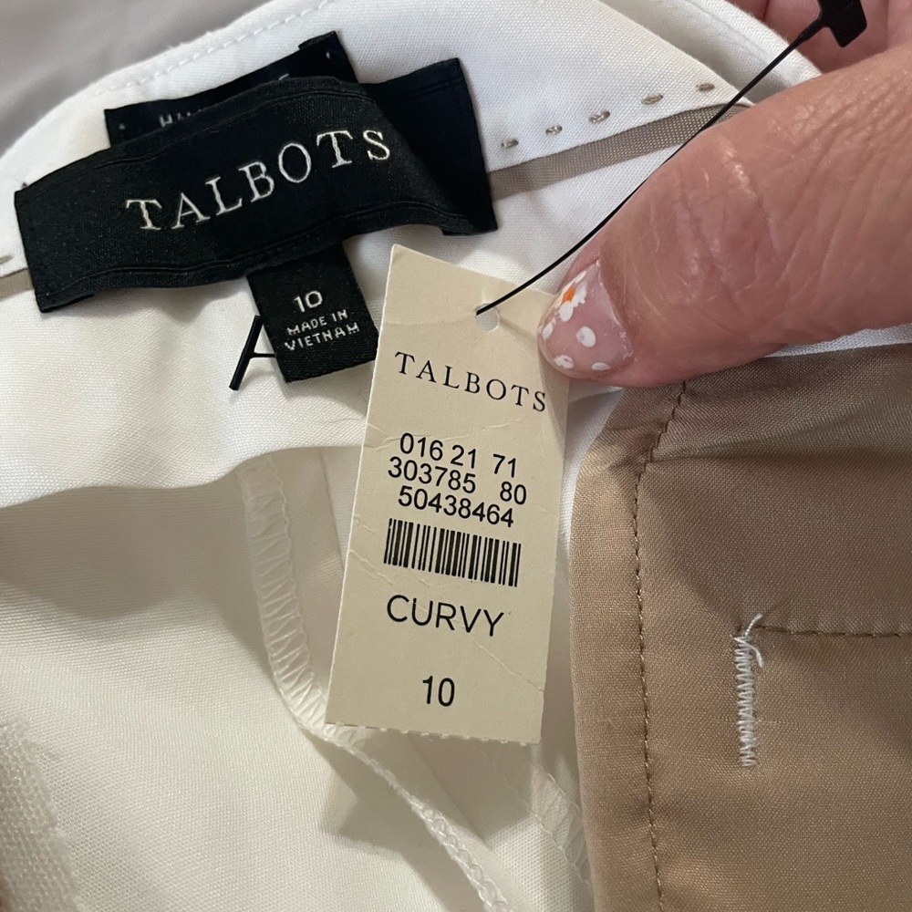 Talbots Cream and Tan Curvy Pants